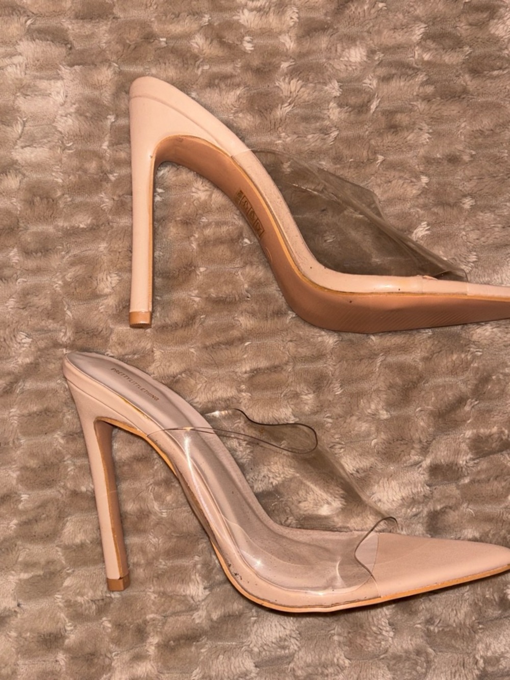 PrettyLittleThing Nude Clear PVC Stiletto Heels